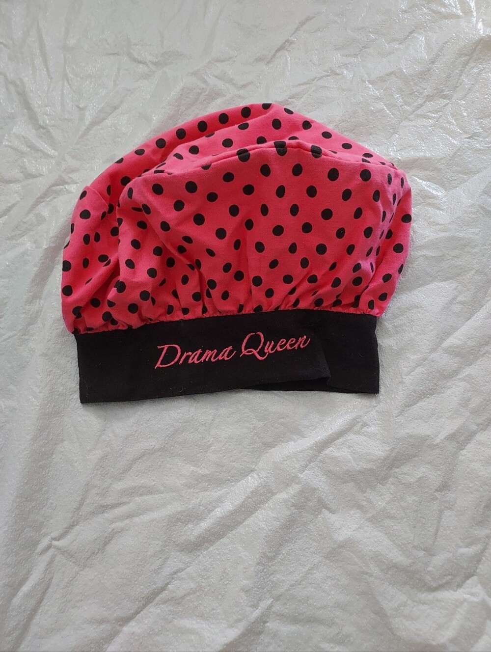 Drama Queen Pink Polka Dot Kids Bakers Cap
